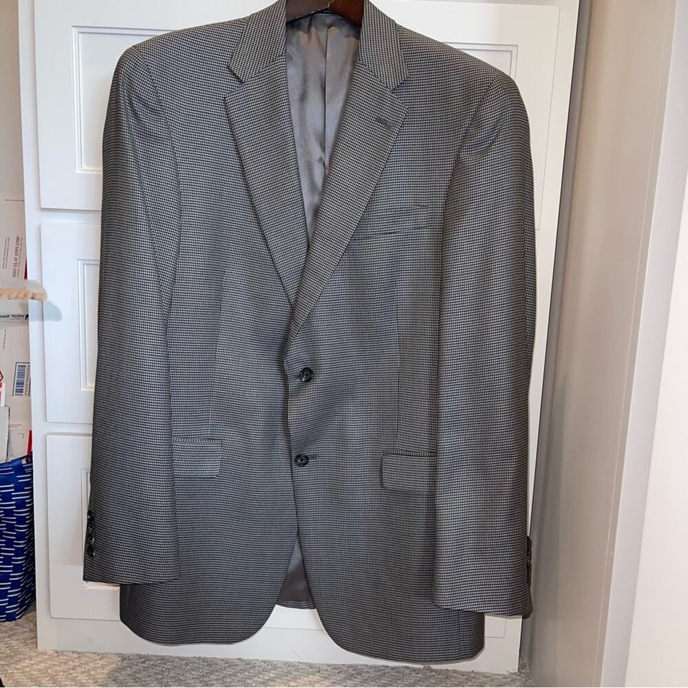 HART SCHAFFNER MARX Black and Blue Houndstooth Sport Coat Blazer Jacket 42L